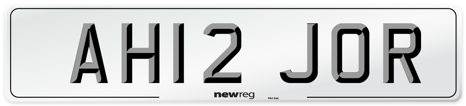 AH12 JOR Number Plate from New Reg